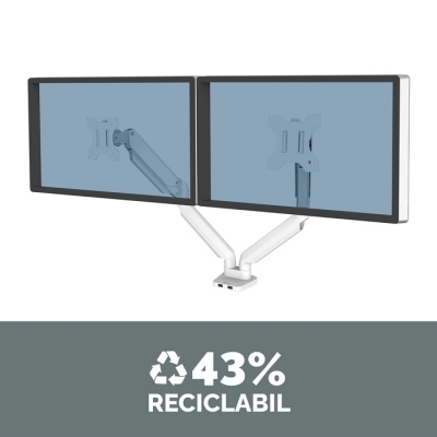 Brat pentru monitor dual individual, culoare alb, seria Platinum Fellowes 